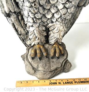 Large Painted Cement Owl Garden Statue.  23" tall