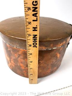 Antique Copper Doofpot with Sealing Lid,  11" diameter x 7" tall. 