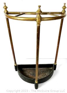 Early 20th Century English Brass Demilune Stick or Umbrella Stand. 12" tall