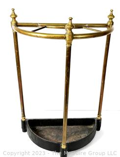 Early 20th Century English Brass Demilune Stick or Umbrella Stand. 12" tall