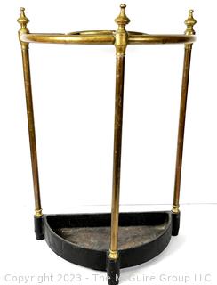 Early 20th Century English Brass Demilune Stick or Umbrella Stand. 12" tall