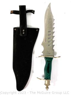 Frost Cutlery Hunting Knife with Green Wood Handle