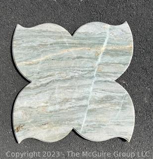 Large Lotus Cut Polished Marble Panel.  24" square.  This is the first of two being offered in this auction.