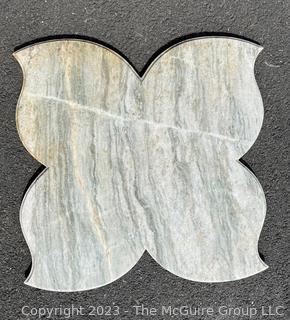 Large Lotus Cut Polished Marble Panel.  Small chip on corner.  24" square.  This is the second of two being offered in this auction.