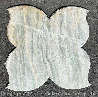 Large Lotus Cut Polished Marble Panel.  Small chip on corner.  24" square.  This is the second of two being offered in this auction.