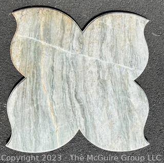 Large Lotus Cut Polished Marble Panel.  Small chip on corner.  24" square.  This is the second of two being offered in this auction.