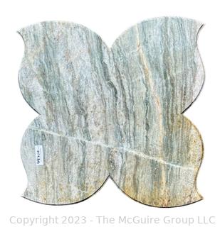 Large Lotus Cut Polished Marble Panel.  Small chip on corner.  24" square.  This is the second of two being offered in this auction.