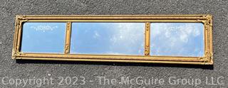 Three Panel Carved Giltwood Overmantel Mirror.  Some Damage on corner.  10" x 46".