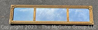 Three Panel Carved Giltwood Overmantel Mirror.  Some Damage on corner.  10" x 46".