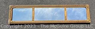 Three Panel Carved Giltwood Overmantel Mirror.  Some Damage on corner.  10" x 46".