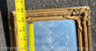 Three Panel Carved Giltwood Overmantel Mirror.  Some Damage on corner.  10" x 46".