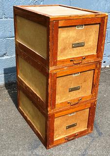 Vintage Stackable Globe Wernicke 3 Drawer Walnut File Cabinet.  39" tall