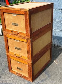 Vintage Stackable Globe Wernicke 3 Drawer Walnut File Cabinet.  39" tall