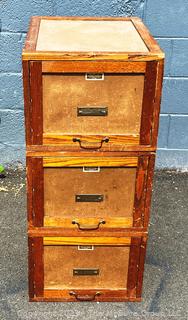 Vintage Stackable Globe Wernicke 3 Drawer Walnut File Cabinet.  39" tall