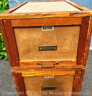 Vintage Stackable Globe Wernicke 3 Drawer Walnut File Cabinet.  39" tall