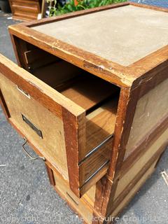 Vintage Stackable Globe Wernicke 3 Drawer Walnut File Cabinet.  39" tall