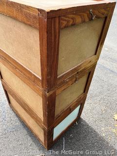 Vintage Stackable Globe Wernicke 3 Drawer Walnut File Cabinet.  39" tall