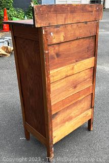  Antique Solid Oak Five (5) Drawer High Boy Dresser. 28" x 18" x 46".