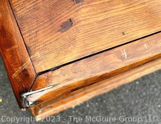 Antique English 17th Century Oak Geometric Mule Chest or Blanket Box Trunk. 22" tall, 26" wide and 45" long.