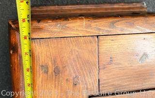 Antique English 17th Century Oak Geometric Mule Chest or Blanket Box Trunk. 22" tall, 26" wide and 45" long.