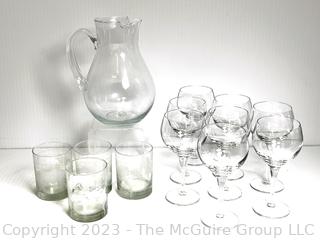 Collection of Clear Crystal Glassware Including Etched World Globe Tocks Glasses