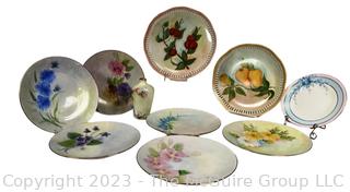 Group of  Alboth & Kaiser Bavaria Hand Painted Flower Dessert Plates