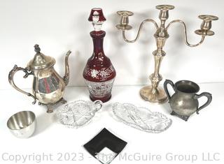 Group of Silver Plate and Crystal Tableware. 