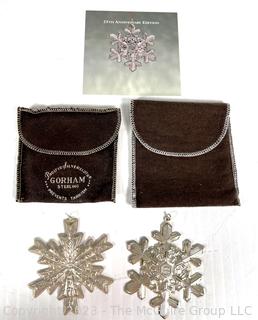 Two (2) Sterling Silver Snowflake Christmas Ornaments.