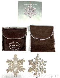 Two (2) Sterling Silver Snowflake Christmas Ornaments.