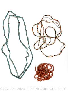 Three (3) Bead Necklaces.  One broken and may be pink coral