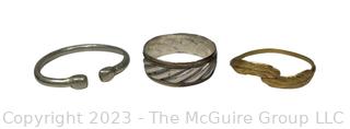 Three (3) Hammered Bangle Bracelets