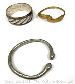 Three (3) Hammered Bangle Bracelets