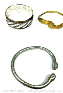 Three (3) Hammered Bangle Bracelets