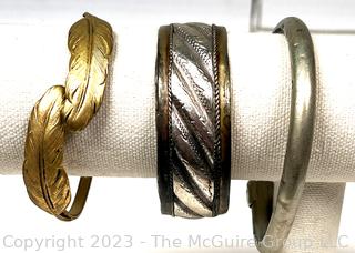 Three (3) Hammered Bangle Bracelets