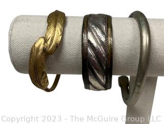 Three (3) Hammered Bangle Bracelets