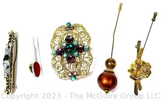 Five (5) Stick Pins and Broches