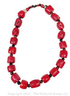 Red Bamboo Coral Bead Necklace