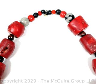 Red Bamboo Coral Bead Necklace