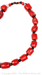 Red Bamboo Coral Bead Necklace