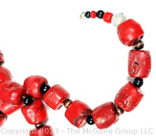 Red Bamboo Coral Bead Necklace