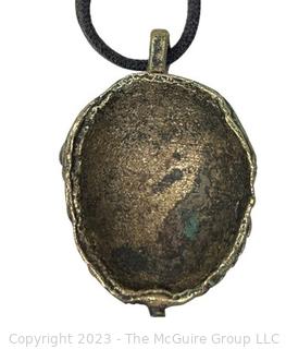 Vintage Brass Tribal Mask Pendant Necklace