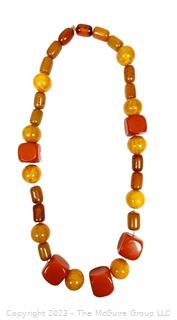 Vintage Chunky Butterscotch Bakelite or Lucite Bead Necklace 