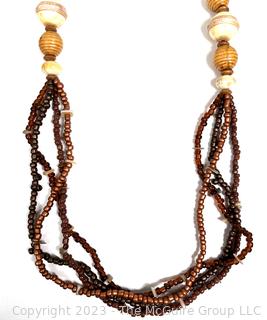 Two (2) Tribal Bead Necklaces with Bone and Wood 