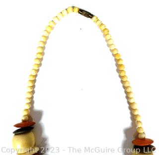 Two (2) Tribal Bead Necklaces with Bone and Wood 