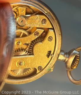 Antique Silver Ladies Pocket Watch with Floral Engraved and Fancy Dial