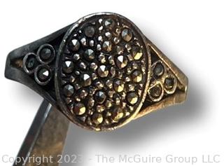 Two (2) Sterling Silver with Marcasite Center Rings.  6.3 grams 