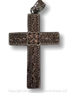 Antique Victorian Filigree Cross Pendant 