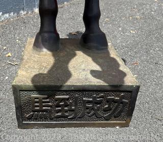 Chinese Cast Bronze Rearing Stallion Horse Statue Sculpture.  42" tall.