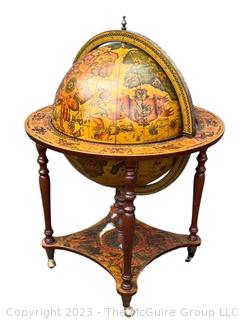 Sixteenth-Century Italian Replica Globe Bar Cart.  40" tall 40" diameter