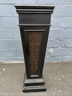 Black Painted Wood Pedestal or Plant Stand.  43" tall.